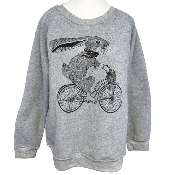 La Soul Tops - Gray Graphic Sweatshirt with Rabbit Design